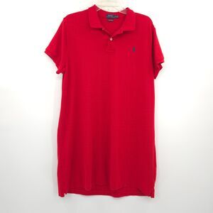 Polo Ralph Lauren womens The Mesh Mini shirt dress Size XL red pony old money